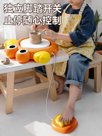 Kids' Electric Pottery Wheel Kit with Clay and Tools, No-Bake Air Dry Clay Art Set for Children 6+