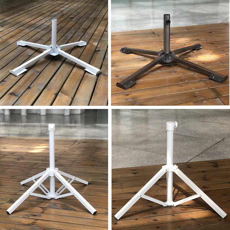 Outdoor Umbrella Base Stand for Beach, Fishing, and Patio Umbrellas - Foldable Metal Cross or Tripod Support