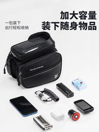 Bicycle Top Tube Bag, Waterproof Mountain Bike Front Frame Bag with Touchscreen Phone Holder, Large Capacity Cycling Pouch