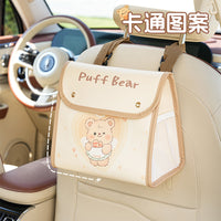Cute Cartoon Car Seat Back Organizer Bag with Large Capacity Storage and Trash Bin Function