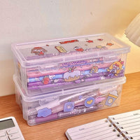Large Capacity Transparent Pencil Case for Kids, Multifunctional Storage Box for Colored Pencils and Crayons