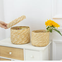 Woven Straw Storage Basket for Toys, Cosmetics, and Home Decor