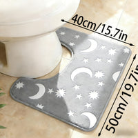 Coral Fleece Luminous Bath Mat Set - Non-Slip Absorbent Bathroom Rugs with Star & Moon Glow Pattern