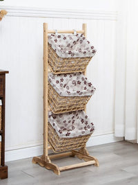 Multi-layer Storage Rack with Hanging Baskets for Living Room, Snacks, and Toys