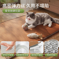 Pet Cooling Rattan Mat for Dogs and Cats, Summer Heat Dissipation, All-Season Non-Slip Sleeping Pad