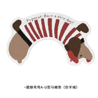 Cute Dachshund U-Shaped Diatomaceous Earth Bathroom Mat Absorbent Non-Slip Splash-Proof Floor Mat