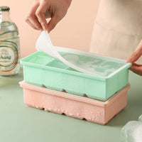 Silicone Large Square Ice Cube Tray with Lid for Home Use, Food Grade Ice Maker Mold