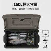 Jiangliu Fish 160L Large Capacity PU Foam Fishing Cooler Box with Wheels for Offshore Sea Fishing Commercial Insulation