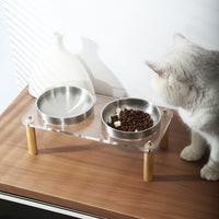 Elevated Stainless Steel Pet Bowl with Acrylic Stand for Cats and Dogs
