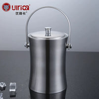 304 Stainless Steel Double-Layer Insulated Ice Bucket with Lid for Wine and Bar