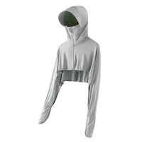 Women's Summer Ice Silk Sun Protection Cape Hoodie, UV Resistant Breathable Lightweight Short Sunscreen Jacket