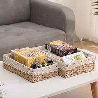 Handwoven Desktop Storage Basket for Home Living Room, Snacks, Keys, and Sundries