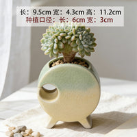 Creative Round Ceramic Succulent Planter with Ice Crack Glaze for Indoor Plants