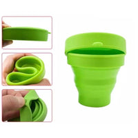 Collapsible Silicone Travel Cup with Lid for Outdoor Camping and Picnic