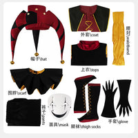 Freak Circus Pierrot Clown Halloween Cosplay Costume Set with Mask