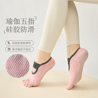 Women's Cotton Non-Slip Yoga Pilates Toe Socks with Silicone Grips