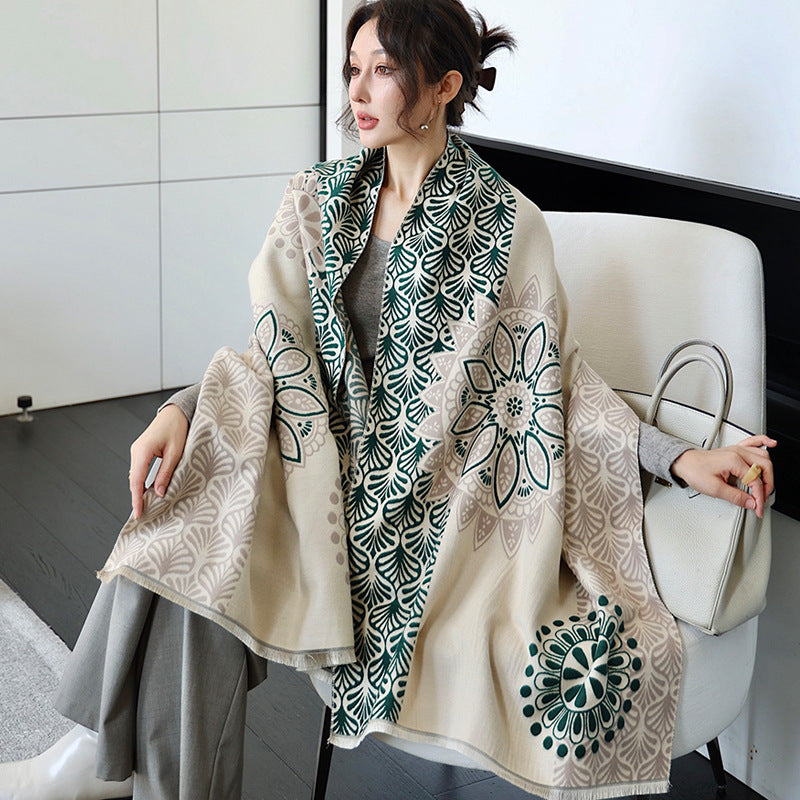 Women's Winter Scarf and Shawl, Thickened Warm Neck Warmer, Korean Style Versatile Office Wrap
