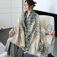 Women's Winter Scarf and Shawl, Thickened Warm Neck Warmer, Korean Style Versatile Office Wrap