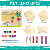 DIY Wooden Birdhouse Wind Chime Kit for Kids, Craft Assembly and Painting Decor