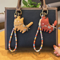 Handmade Fabric Cat Keychain Charm for Bags and Gifts