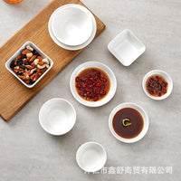 White Ceramic Sauce Dish, Round Dipping Bowl for Soy Sauce, Vinegar, and Hot Pot Condiments
