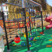 Kids Outdoor Sensory Training Swing Set with Climbing Rope Ladder