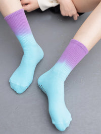 Tie-Dye Non-Slip Yoga Pilates Dance Socks for Women, Mid-Calf Professional Grip Socks for Home Practice and Beginners