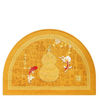 Prosperity Gold Feng Shui Entrance Mat Belgian Velvet Half-Round Doormat