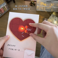 Voice Recording Light-Up Heart Puzzle Greeting Card for Couples