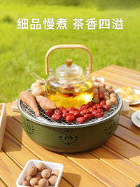 Multifunctional Korean BBQ Grill with Non-stick Pan and Grill Net for Outdoor Camping and Home Use