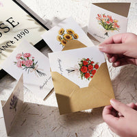 Elegant Floral Greeting Cards with Envelopes for Mother's Day, Valentine's Day, Christmas, and Birthdays