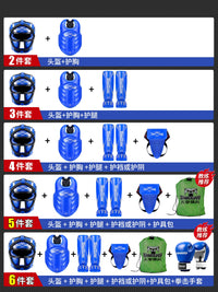 Kids' Boxing Protective Gear Set with Helmet, Groin Guard, Shin Guards, and Chest Protector