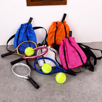Miniature Tennis Racket Model with Ball & Bag for Dollhouse & Sports Decor