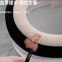 2025 New Thickened Toilet Seat Cover with Handle, Plush Warm Toilet Seat Cushion for Autumn and Winter