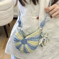 Hand-Woven Seashell Phone Bag DIY Crochet Kit with Starfish and Glitter Yarn
