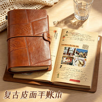 Vintage PU Leather Journal Notebook with Detachable Cover, Sketchbook, Diary, and Stamp Book