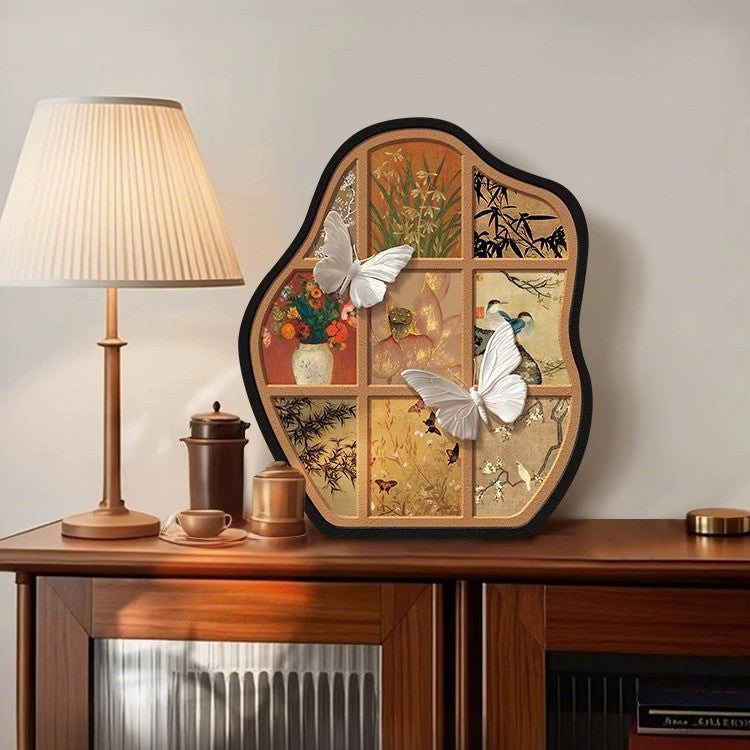 Vintage Butterfly Tabletop Ornament for Living Room Decor, Song Dynasty Aesthetic Tea Table TV Cabinet Display