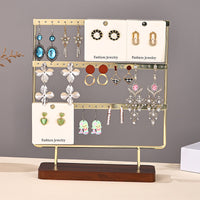 Walnut Wood & Metal 3-Tier Earring Display Stand Jewelry Organizer