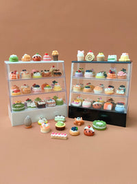 Miniature Dollhouse Display Cabinet with Dessert Accessories