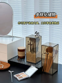 Acrylic Makeup Brush Holder with Lid, Dustproof Cosmetic Organizer for Vanity, Desktop Storage Box