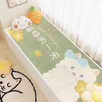 Cartoon Lamb Velvet Bay Window Cushion, All-Season Balcony Mat, Skin-Friendly Bedroom Bedside Rug