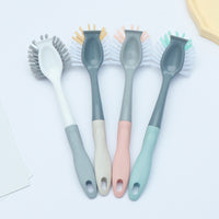 Long Handle Dishwashing Brush with Scraper, Non-Greasy, Hanging Design for Kitchen Cleaning