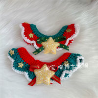 Christmas Pet Collar and Hat Set for Cats and Small Dogs, Festive Knitted Scarf and Bib Costume