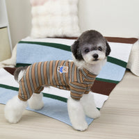 Pet Dog Cat Cotton Pajamas with Embroidered Bear for Small to Medium Breeds