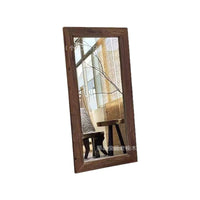 New Chinese Wabi-Sabi Style Solid Elm Wood Full-Length Floor Mirror for Home and Boutique Decor