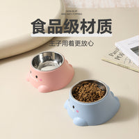 Macaron Color Pet Bowl with Elevated Stand, Non-Slip Stainless Steel Food and Water Feeder for Cats and Small Dogs