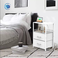 Nightstand with Charging Station and Storage Drawers, Side Table with USB Ports and Outlets