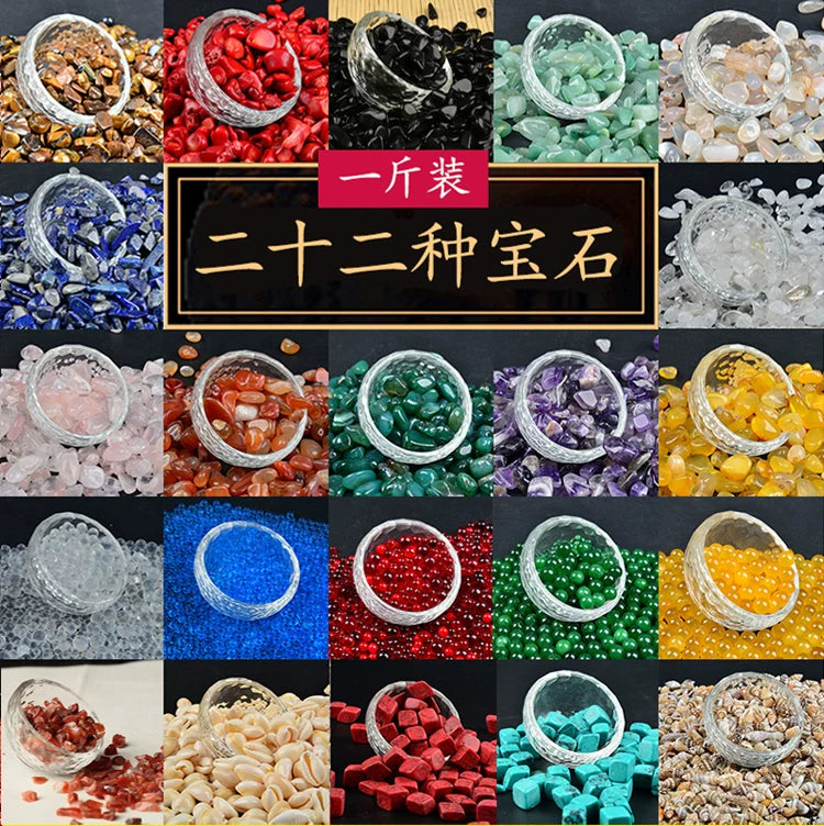 Seven Precious Gemstone Mix for Mandala Offering & Buddha Statue Filling - Natural Agate & Crystal