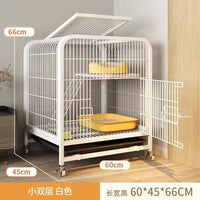 Large Indoor Cat Cage with Litter Box, Multi-Tier Cat Villa with Free Space