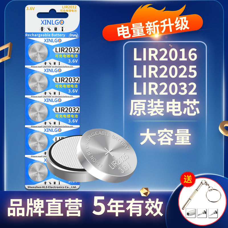 Rechargeable LIR2032 LIR2025 LIR2016 3.6V Lithium Button Cell Battery for Motherboards